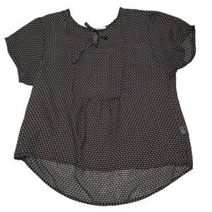 Quintessential Blouse Black + White Short Sleeve Officecore Women's Size XL